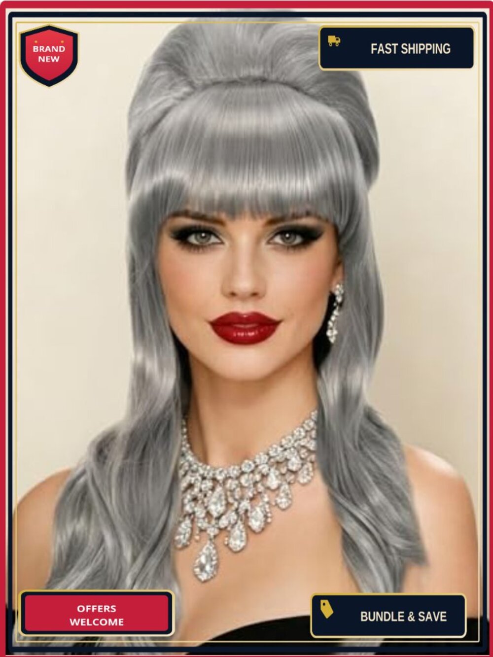 Mullet Wig for Women Retro 80s Costume with Bangs Synthetic Heat Resistant